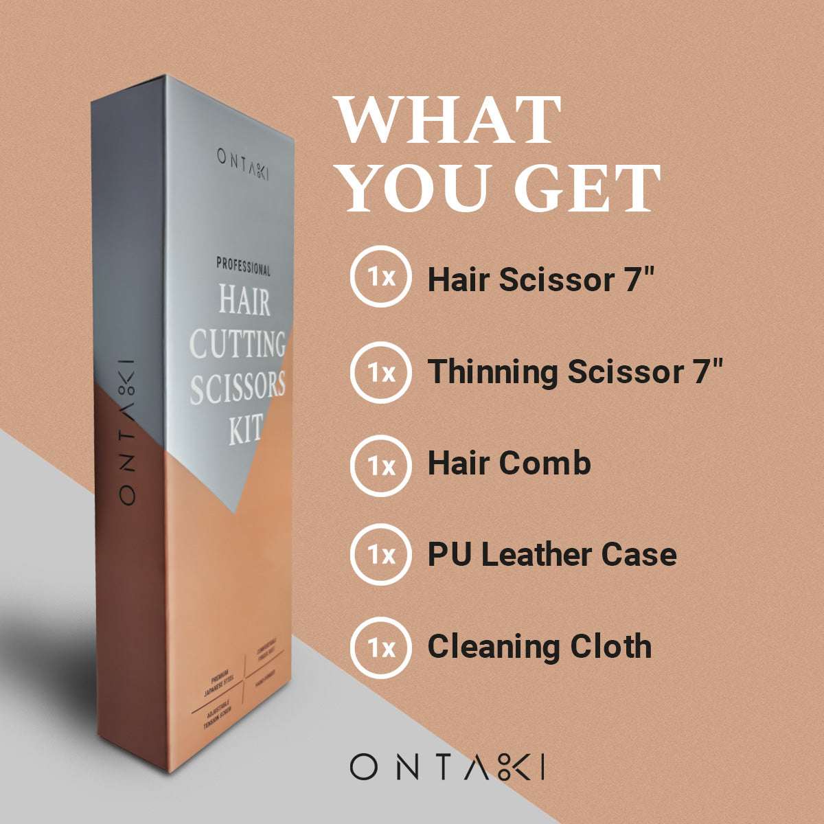 ONTAKI hair cutting scissors kit packaging