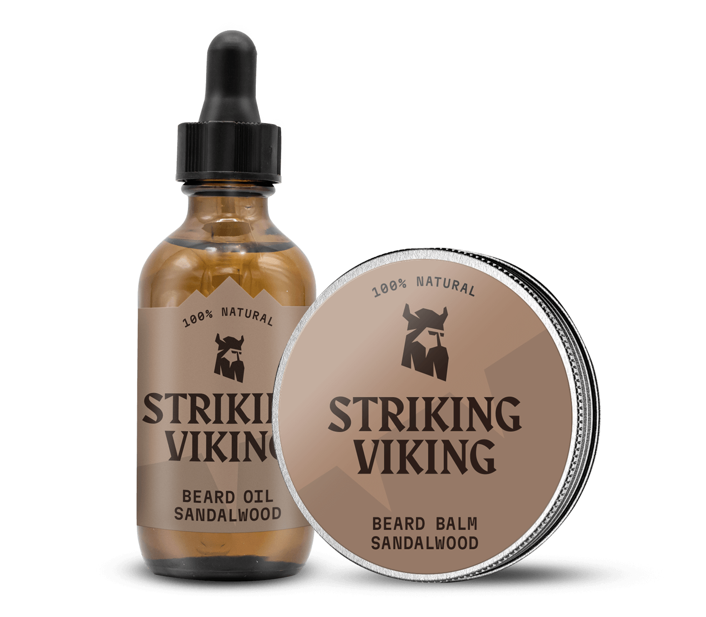 Striking Viking beard oil and balm set on a white background