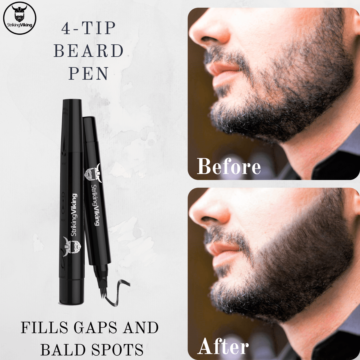 Beard Filler Pen (2 Pack) – Waterproof Beard Pen for Filling Gaps & Covering Patches