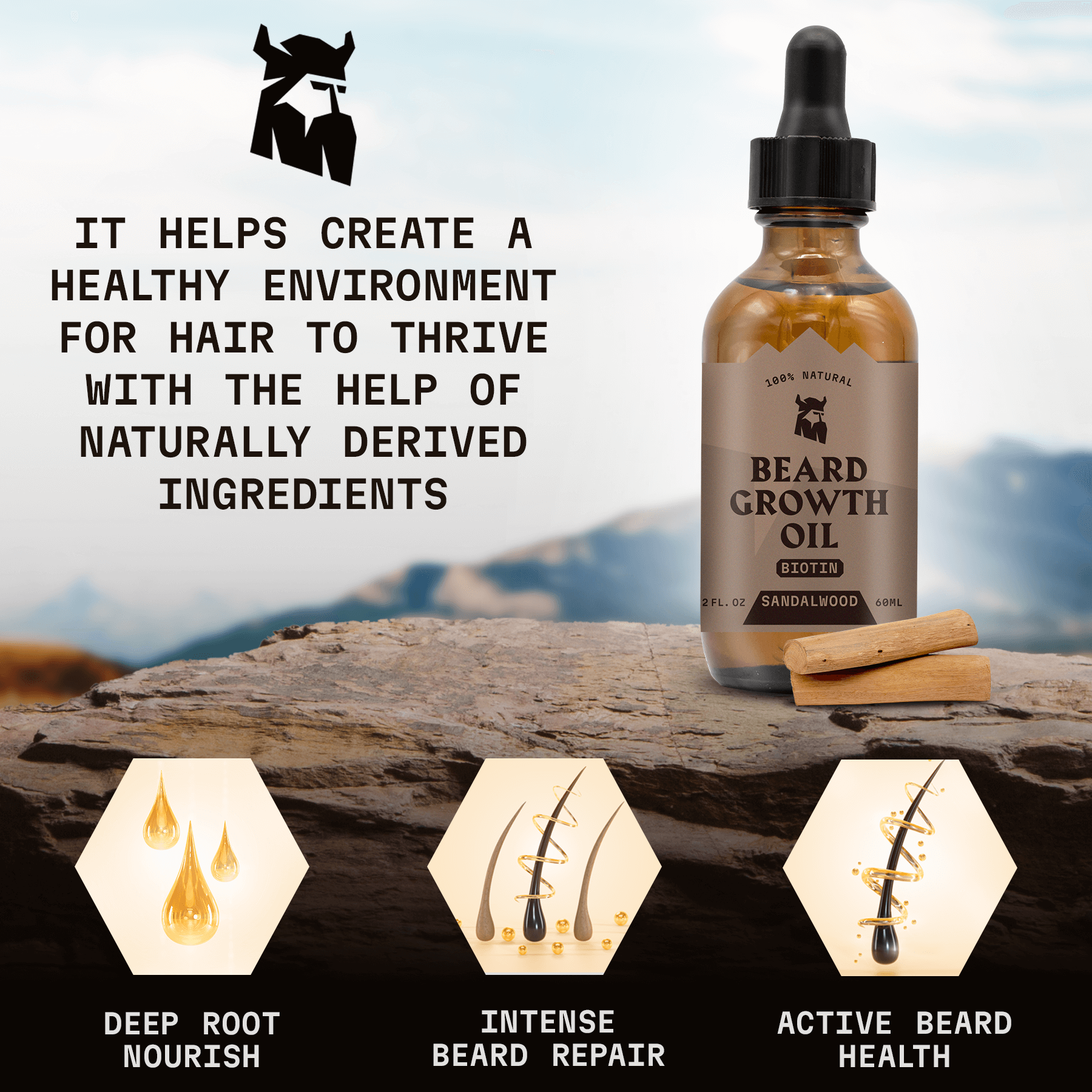Beard Growth Oil Biotin - Sandalwood